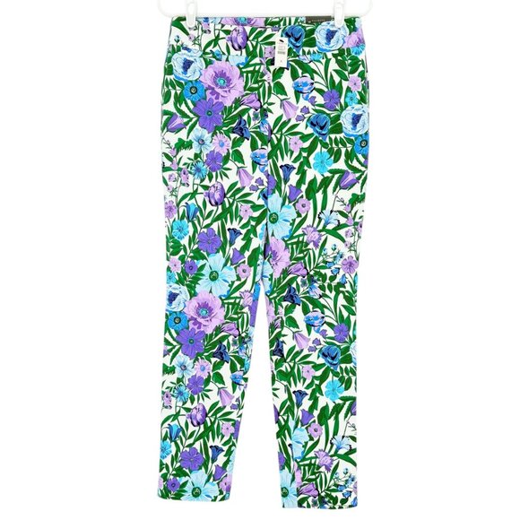 Talbots Women's Stretch Slim Leg Floral Garden Chatham Ankle Pants Size 4 NWT - Picture 1 of 12